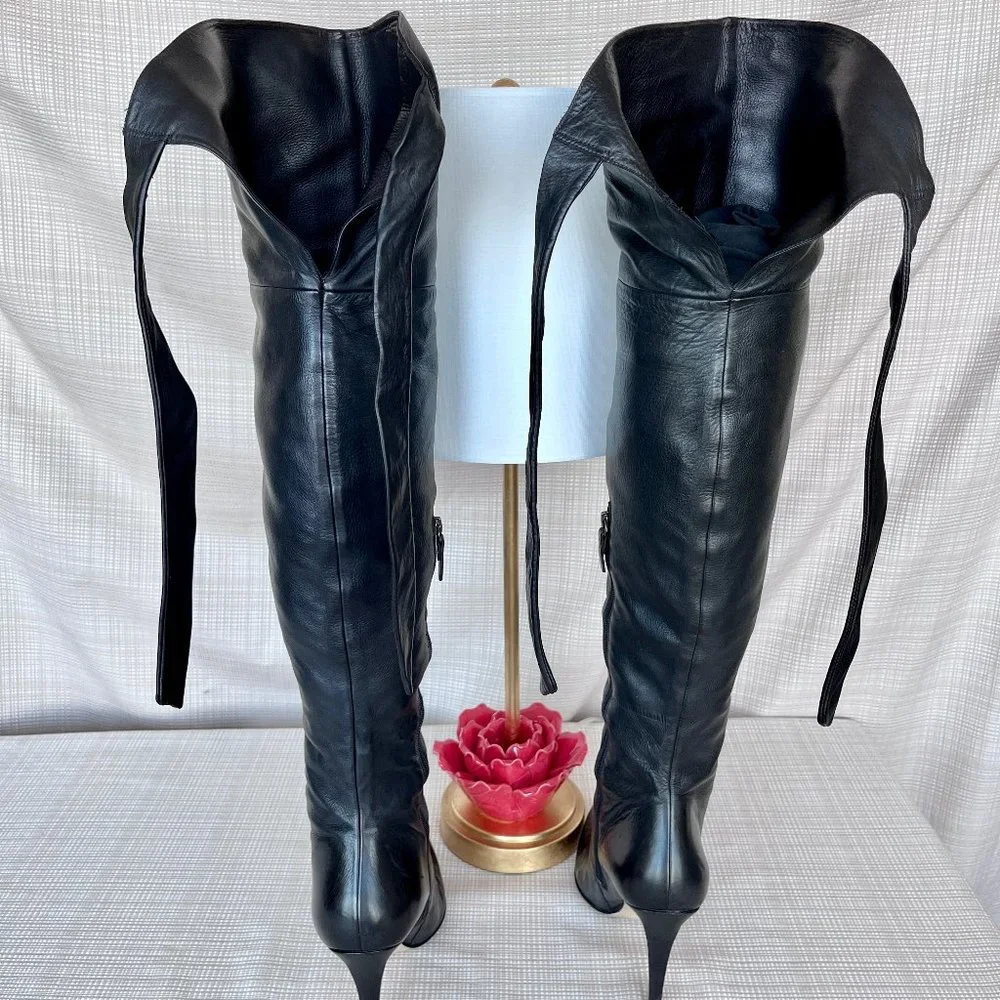 Via Spiga Leather Maddy Over the Knee 100% Leather Boots Soft Buccaneer OTK